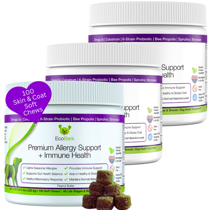 EcoBark Premium Allergy Support + Immune Health Supplement for Dogs, 100 Soft Chews