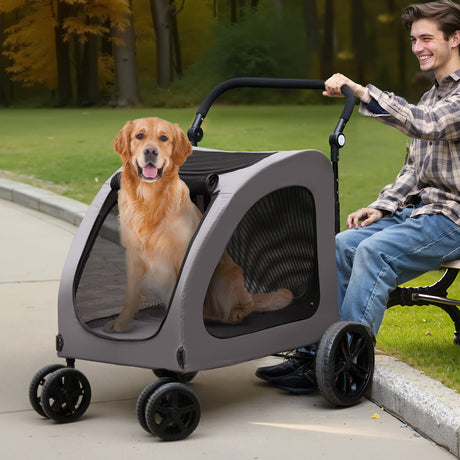 Pet Stroller 4-Wheels Dog Stroller Carrier 160lbs Weight Capacity Portable EcoBark Pet Supplies