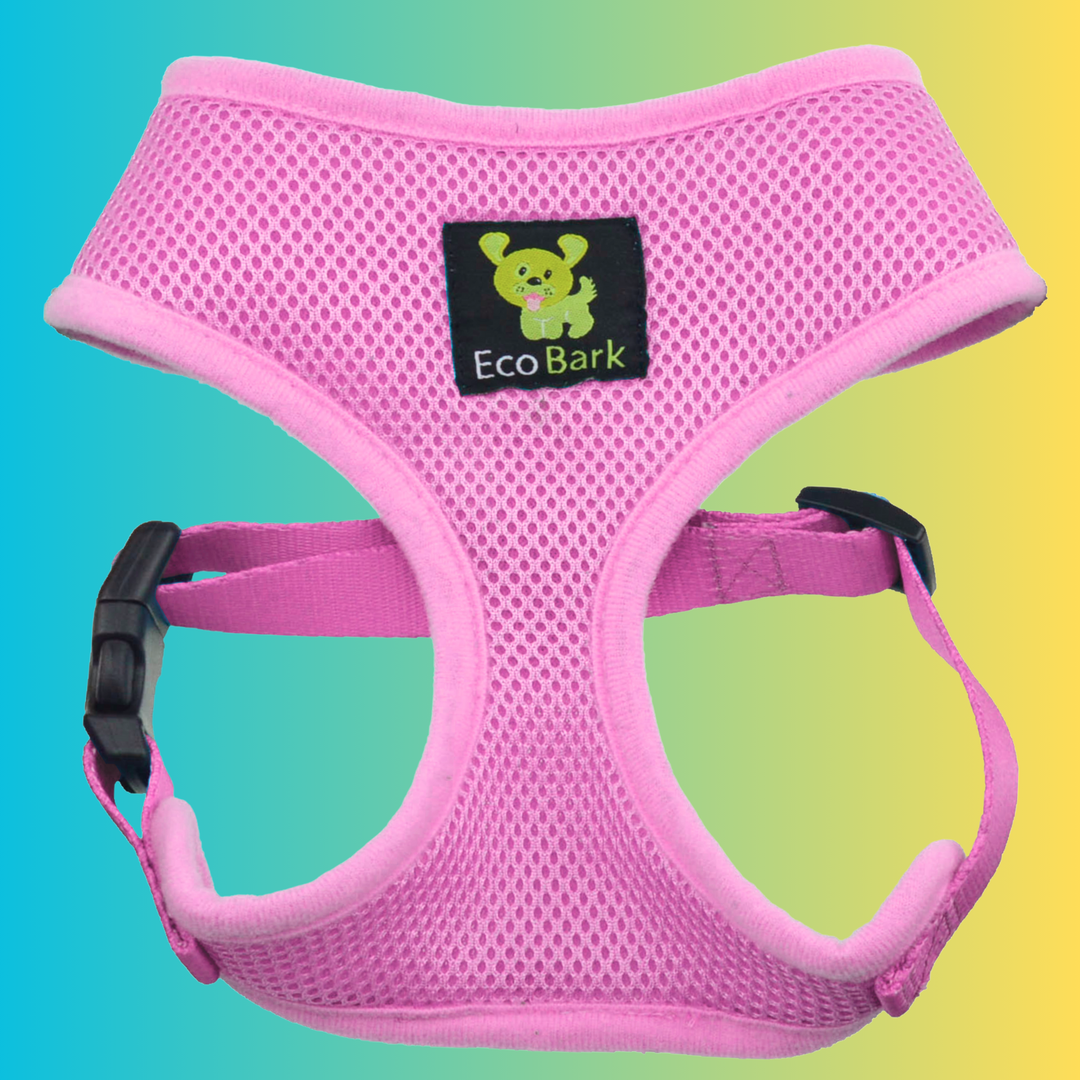 BABY PINK DOG HARNESS - ECOBARK OVER-THE-HEAD DOG VEST HALTER RAPID FASTENER PALE PINK DOG VEST HALTER SOFT MESH FOR SMALL AND MEDIUM DOGS