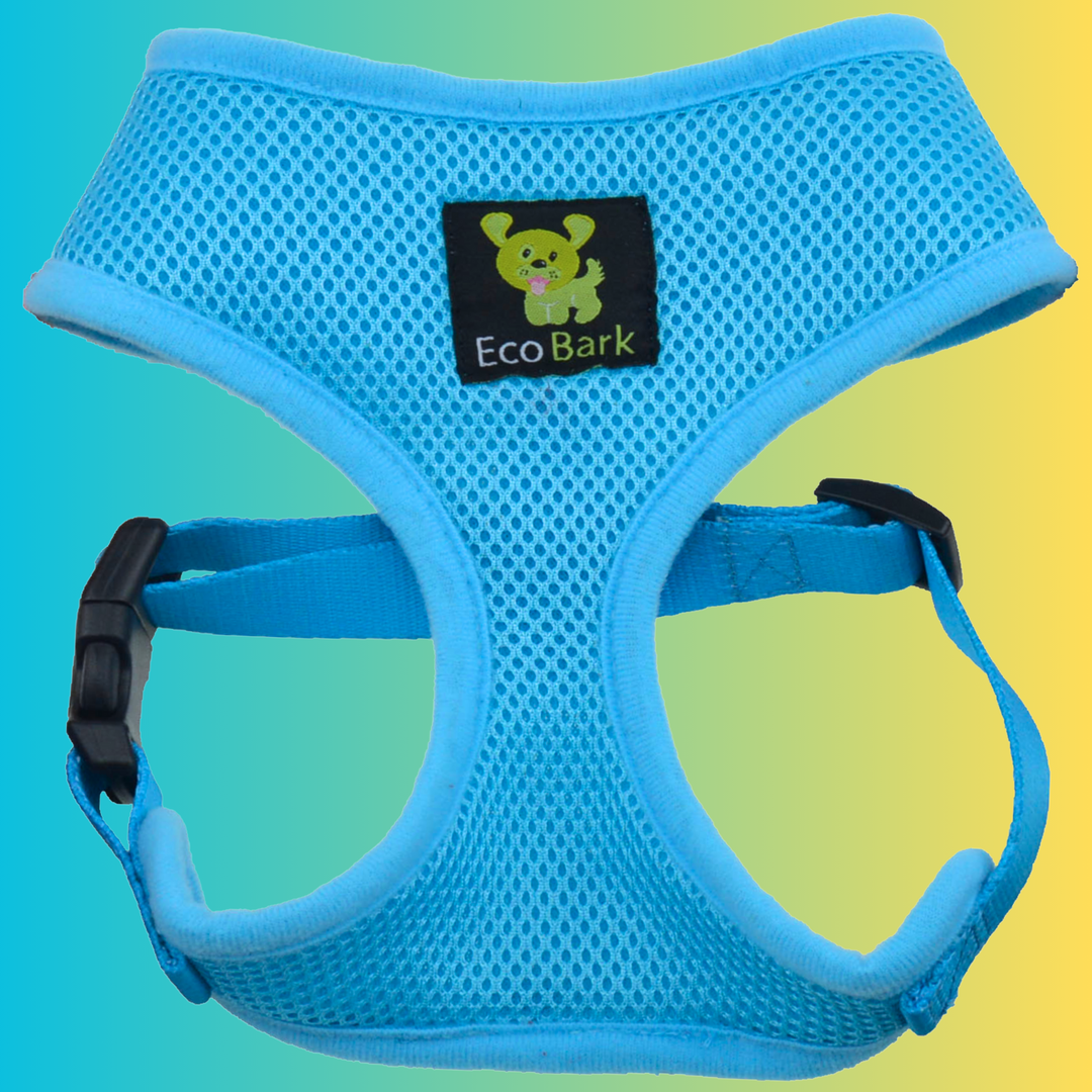 EcoBark Sky Blue Dog Harness - Over-the-Head Soft Mesh Dog Vest Halter for Small to Medium Dogs and Puppies