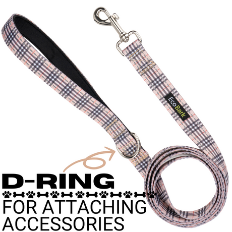 EcoBark Tan Plaid Dog Leash- Padded Comfort Grip Leash - 4ft, 5ft, and 6ft Leash for Small and Medium Dogs EcoBark Pet Supplies