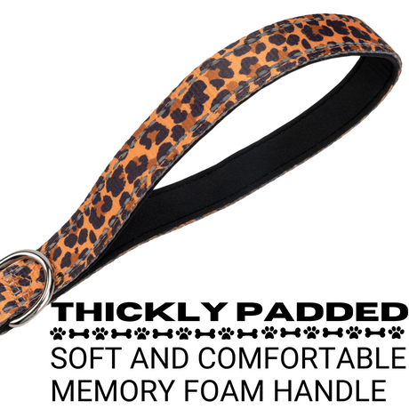 EcoBark Cheetah Dog Leash- Padded Comfort Grip Leash - 4ft, 5ft, and 6ft Leash for Small and Medium Dogs EcoBark Pet Supplies