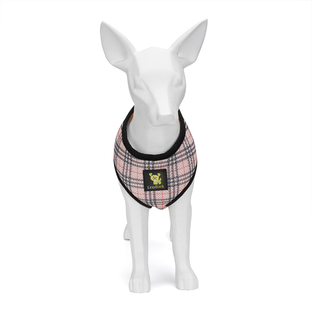 EcoBark Beige Plaid Dog Harness- Over-the-Head Dog Vest Halter for Small to Medium Dogs, and Puppies