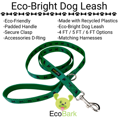 EcoBark Forest Green Dog Leash- Padded Comfort Grip Leash - 4ft, 5ft, and 6ft Leash for Small and Medium Dogs EcoBark Pet Supplies