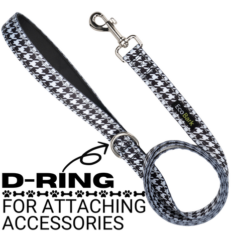 EcoBark Houndstooth Dog Leash- Padded Comfort Grip Leash - 4ft, 5ft, and 6ft Leash for Small and Medium Dogs EcoBark Pet Supplies