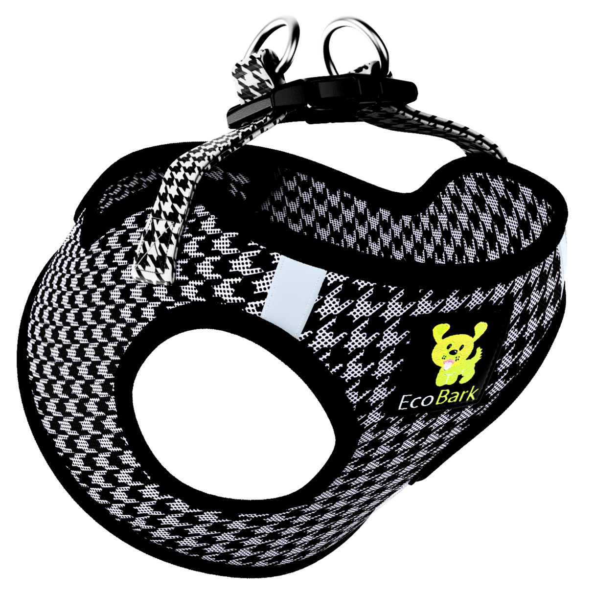 Houndstooth Dog Harness by EcoBark - Step In Dog Harness - Reflective Soft Mesh Halter Body Harness for Teacup, Small Dogs and Puppies