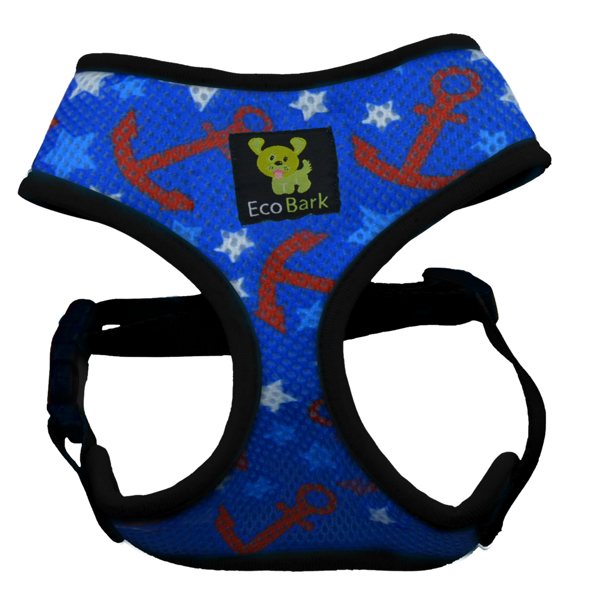 EcoBark Nautical Dog Harness - Over-the-Head Soft Mesh Vest Halter for Small to Medium Dogs