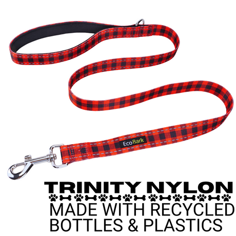 Red Plaid Dog Leash by EcoBark - Buffalo Check Padded Comfort Grip Leash for Dogs - 4ft, 5ft, and 6ft Leash for Small and Medium Dogs EcoBark Pet Supplies