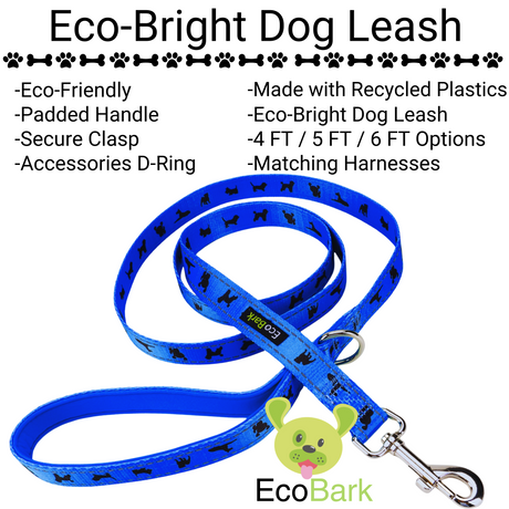 EcoBark Royal Blue Dog Leash- Padded Comfort Grip Leash - 4ft, 5ft, and 6ft Leash for Small and Medium Dogs EcoBark Pet Supplies