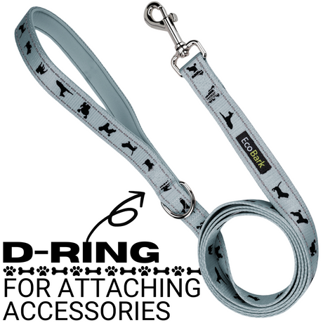 EcoBark Gray Dog Leash- Padded Comfort Grip Leash - 4ft, 5ft, and 6ft Leash for Small and Medium Dogs EcoBark Pet Supplies