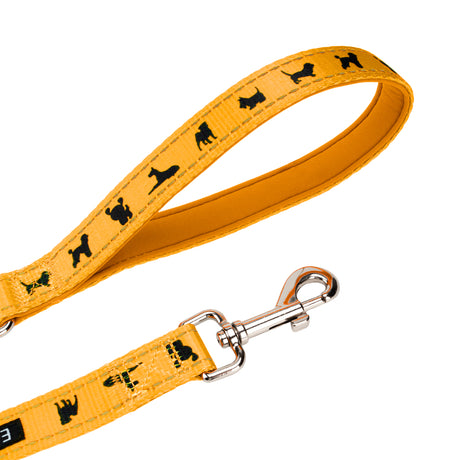 EcoBark Yellow Dog Leash- Padded Comfort Grip Padded Leash Dog Pattern - 4ft, 5ft, and 6ft Leash for Small and Medium Dogs EcoBark Pet Supplies