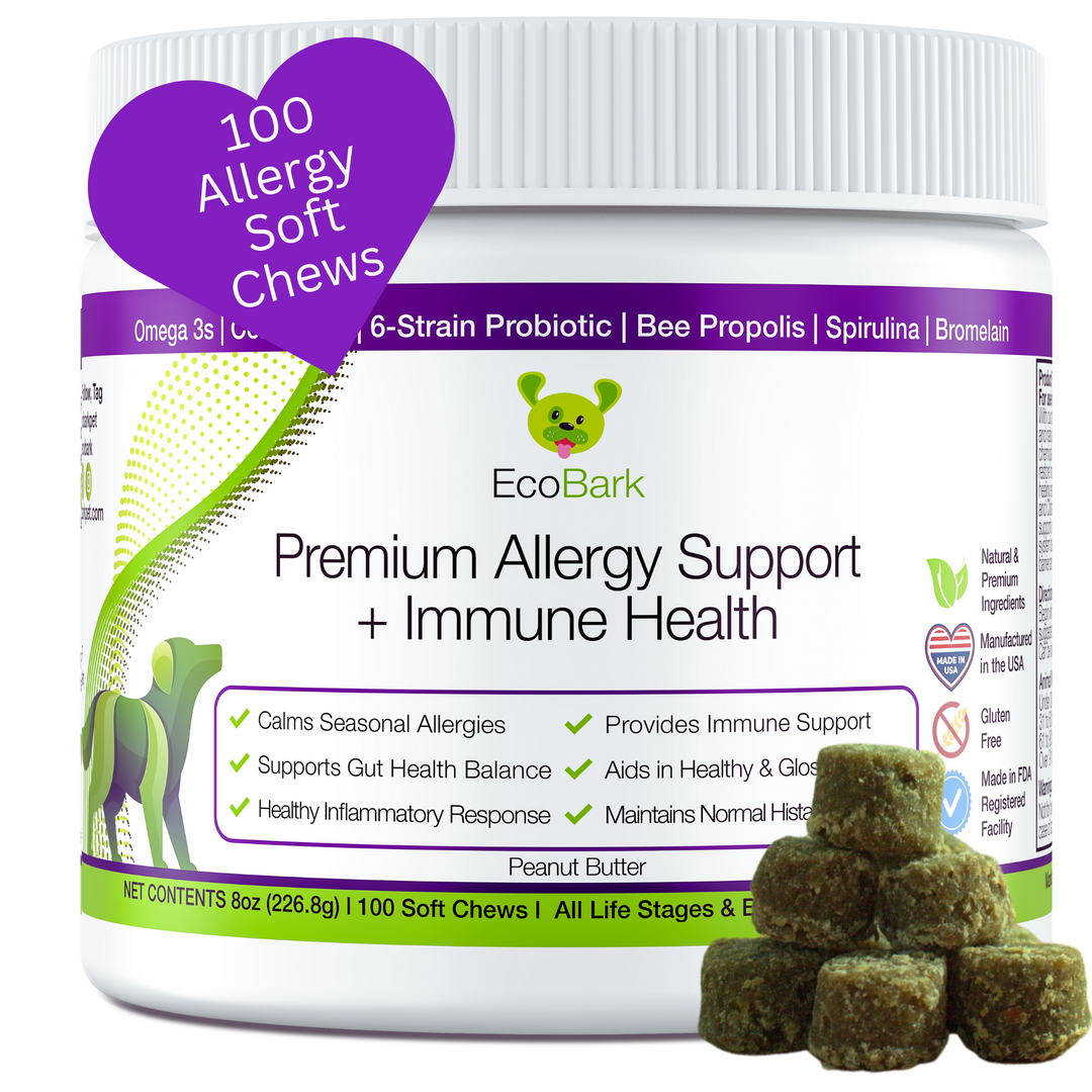 EcoBark Premium Allergy Support + Immune Health Supplement for Dogs, 100 Soft Chews