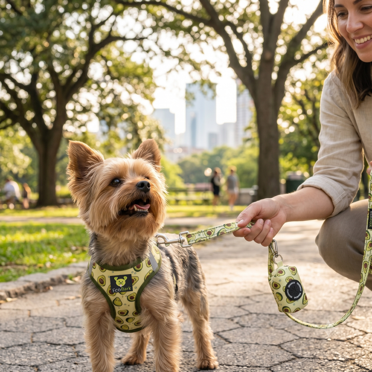 EcoBark Step In Dog Harness - Teacup & Small Breeds- Reflective Soft Mesh Harness for Teacup, Small Dogs and Puppies / Avocado