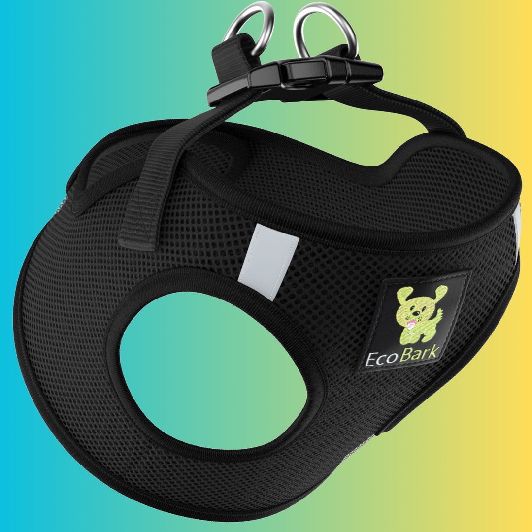 EcoBark Black Step In Dog Harness - Reflective Soft Mesh Harness for Teacup, Small Dogs and Puppies