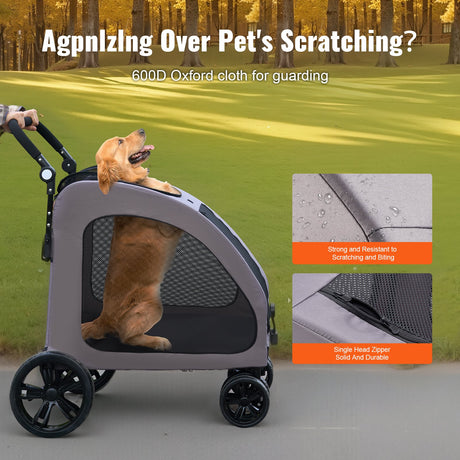 Pet Stroller 4-Wheels Dog Stroller Carrier 160lbs Weight Capacity Portable EcoBark Pet Supplies
