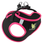 EcoBark black and pink mesh small dog harness on a transparent background.