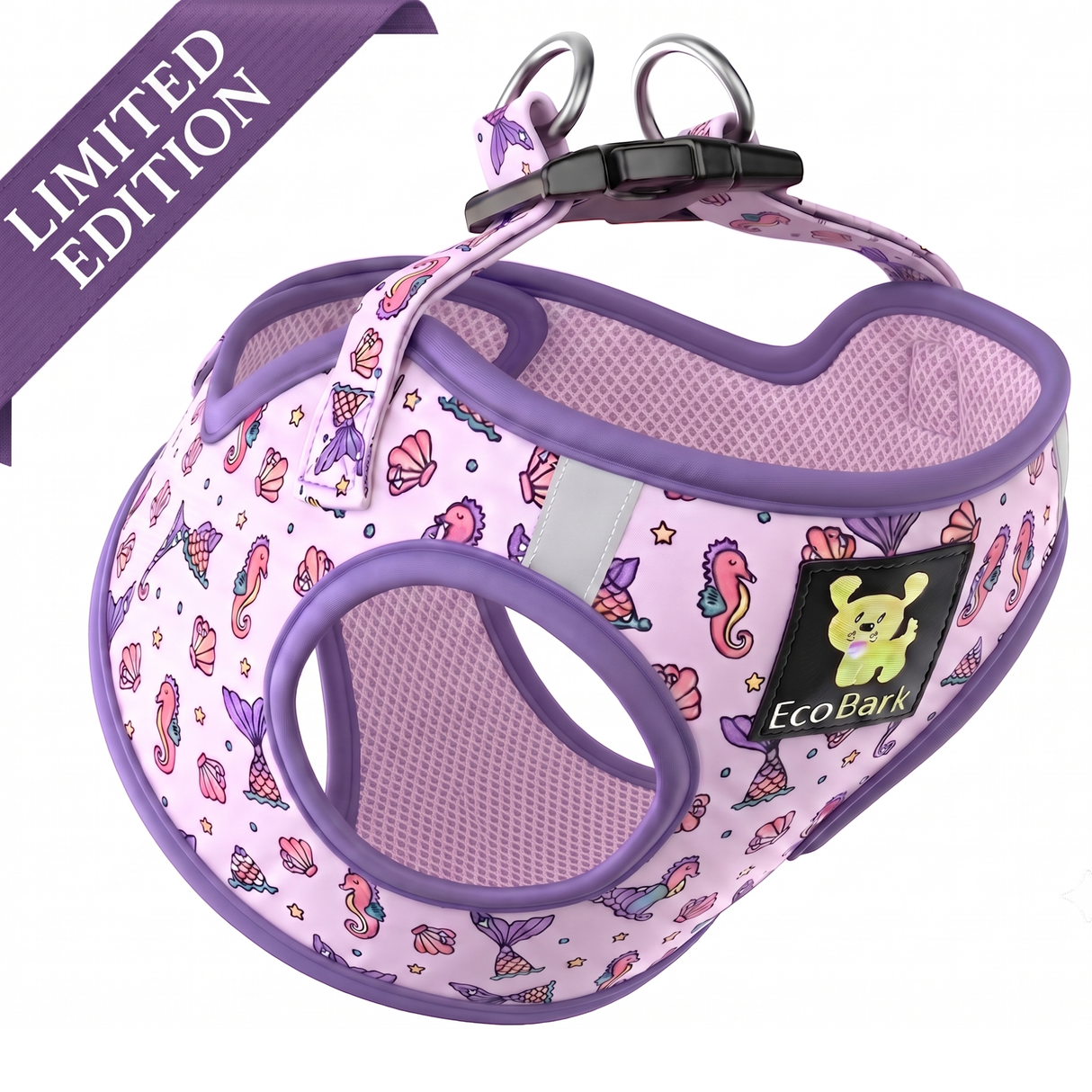Mermaid Dog Harness - Teacup & Small Breeds- Step-In Reflective Soft Harness for Teacup, Small Dogs and Puppies / Mermaid Tail