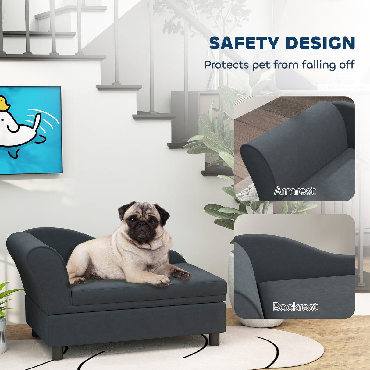 Pet Sofa Bed Couch with Storage, Pet Sofa for Small Dogs (Dark Gray)