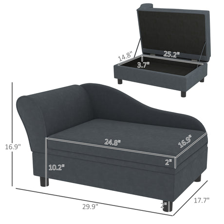 Pet Sofa Bed Couch with Storage, Pet Sofa for Small Dogs (Dark Gray) EcoBark Pet Supplies