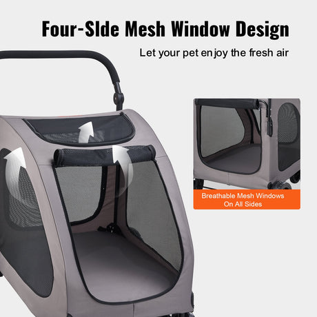 Pet Stroller 4-Wheels Dog Stroller Carrier 160lbs Weight Capacity Portable EcoBark Pet Supplies