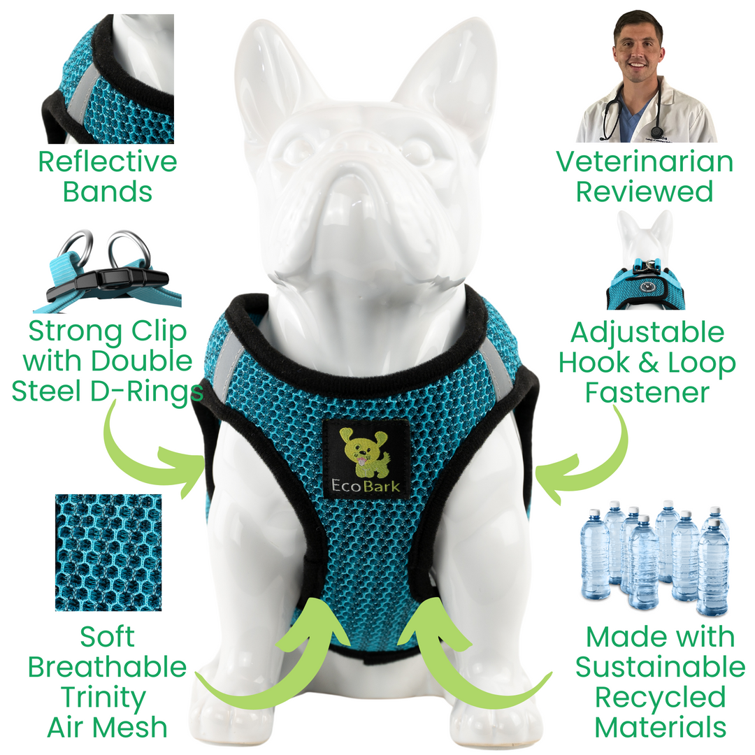 EcoBark Aqua Step In Dog Harness - Reflective Soft Mesh Harness for Small Dogs and Puppies