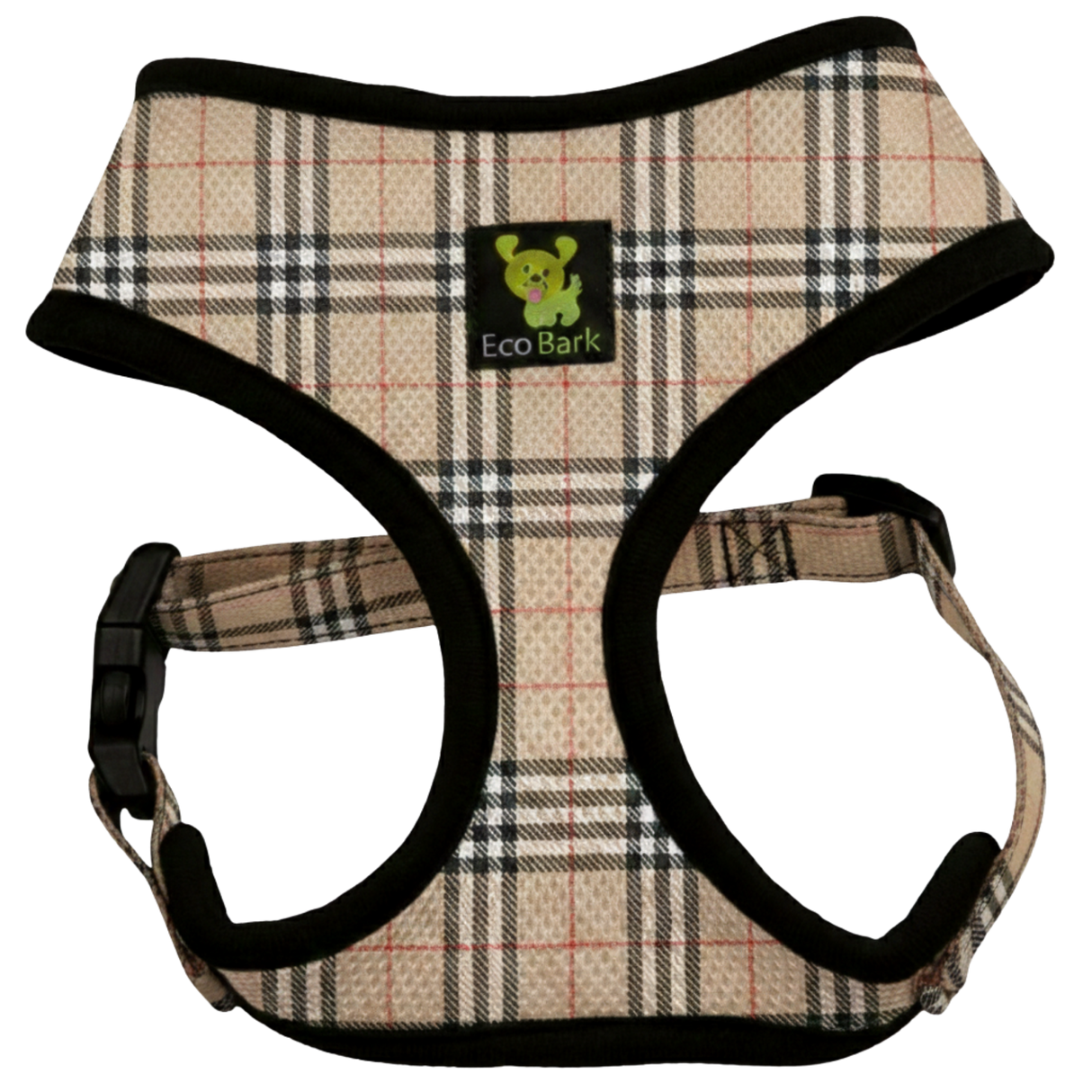 EcoBark Beige Plaid Dog Harness- Over-the-Head Dog Vest Halter for Small to Medium Dogs, and Puppies