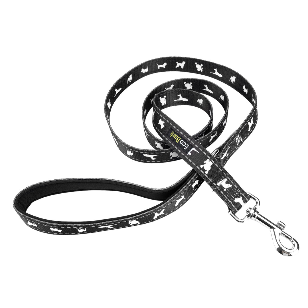 EcoBark Black Dog Leash- Comfort Grip Padded Leash - 5ft for Small and Medium Dogs