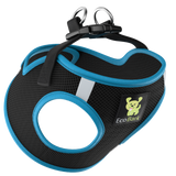 EcoBark Step In Dog Harness - XXXS to Small Breeds- Reflective Soft Mesh Harness for Teacup, Small Dogs and Puppies / Black w/ Teal Piping