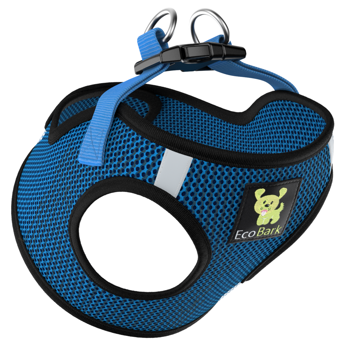 EcoBark Step In Dog Harness - XXXS to Small Breeds- Reflective Soft Mesh Harness for Teacup, Small Dogs and Puppies / Bright Blue Sport