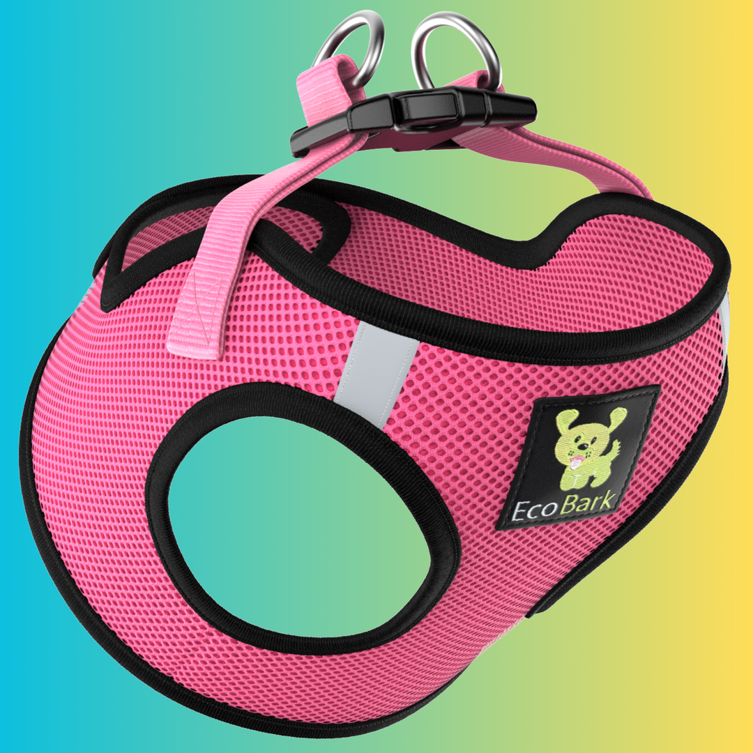 EcoBark Bubblegum Pink Step In Dog Harness - Reflective Soft Mesh Harness for Teacup, Small Dogs and Puppies