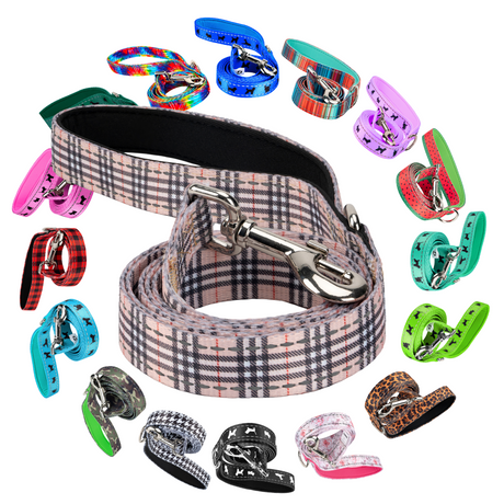 EcoBark Tan Plaid Dog Leash- Padded Comfort Grip Leash - 4ft, 5ft, and 6ft Leash for Small and Medium Dogs EcoBark Pet Supplies