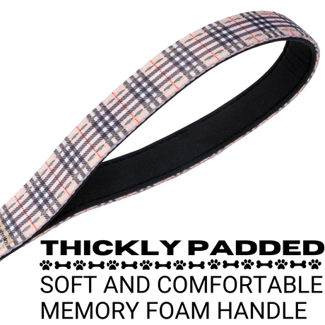 EcoBark Tan Plaid Dog Leash- Padded Comfort Grip Leash - 4ft, 5ft, and 6ft Leash for Small and Medium Dogs EcoBark Pet Supplies