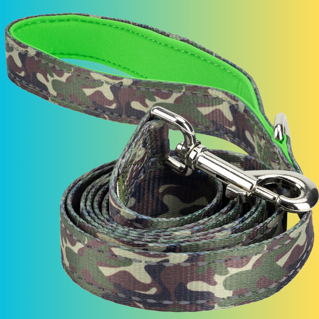 EcoBark Camo Dog Leash- Comfort Grip Padded Leash - 5ft for Small and Medium Dogs