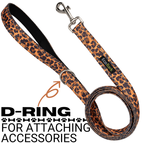 EcoBark Cheetah Dog Leash- Padded Comfort Grip Leash - 4ft, 5ft, and 6ft Leash for Small and Medium Dogs EcoBark Pet Supplies