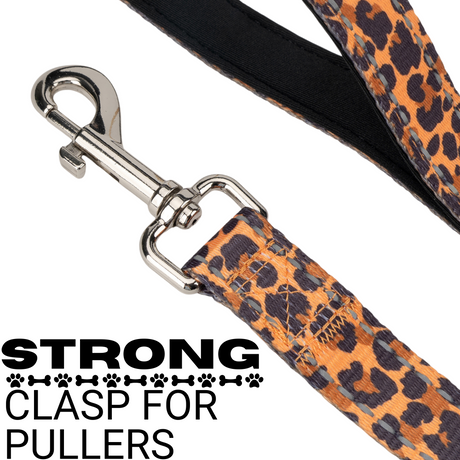 EcoBark Cheetah Dog Leash- Padded Comfort Grip Leash - 4ft, 5ft, and 6ft Leash for Small and Medium Dogs EcoBark Pet Supplies