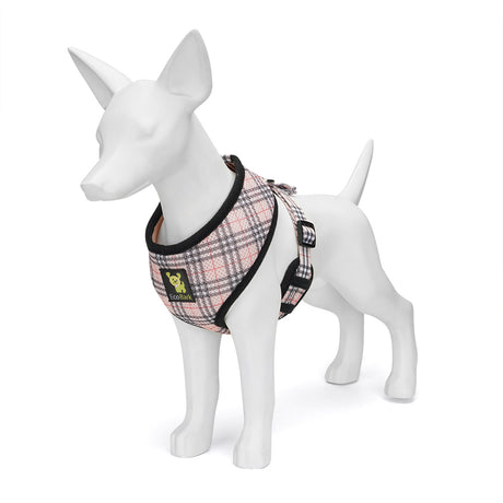 EcoBark Beige Plaid Dog Harness- Over-the-Head Dog Vest Halter for Small to Medium Dogs, and Puppies EcoBark Pet Supplies