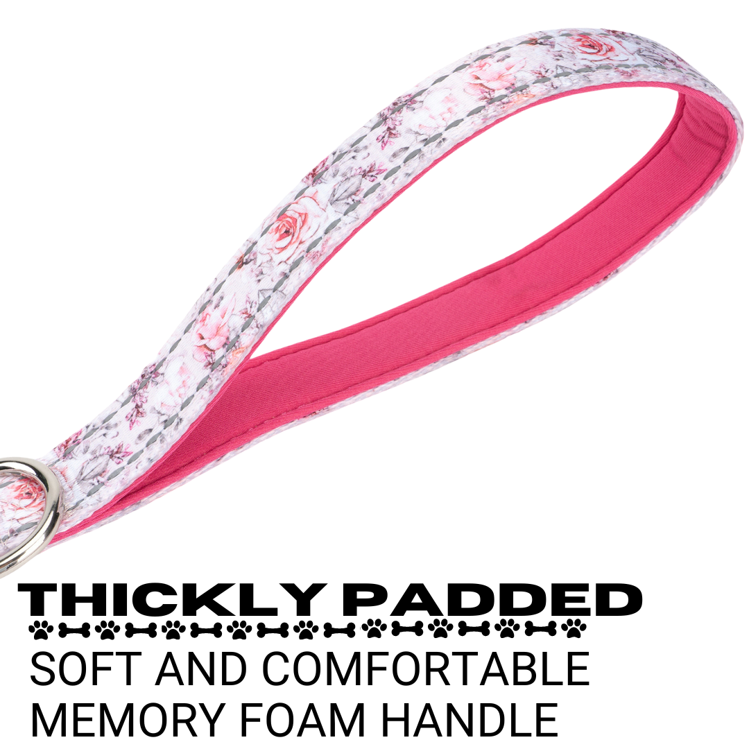 EcoBark French Floral Dog Leash- Padded Comfort Grip Leash - 4ft, 5ft, and 6ft Leash for Small and Medium Dogs