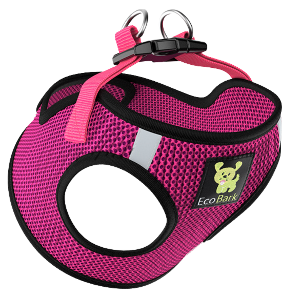 EcoBark Fuchsia Step In Dog Harness - Reflective Soft Mesh Harness for Teacup, Small Dogs and Puppies / Fuchsia Sport