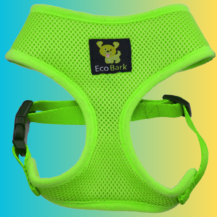 EcoBark Lime Green Dog Harness - Over-the-Head Soft Mesh Dog Vest Halter for Small to Medium Dogs and Puppies