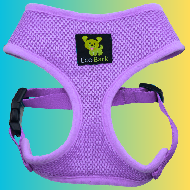 Lavender Dog Harness - EcoBark Over-the-Head Dog Vest Halter Lavender Pastel Purple Dog Vest Halter Soft Mesh for Small and Medium Dogs and Puppies