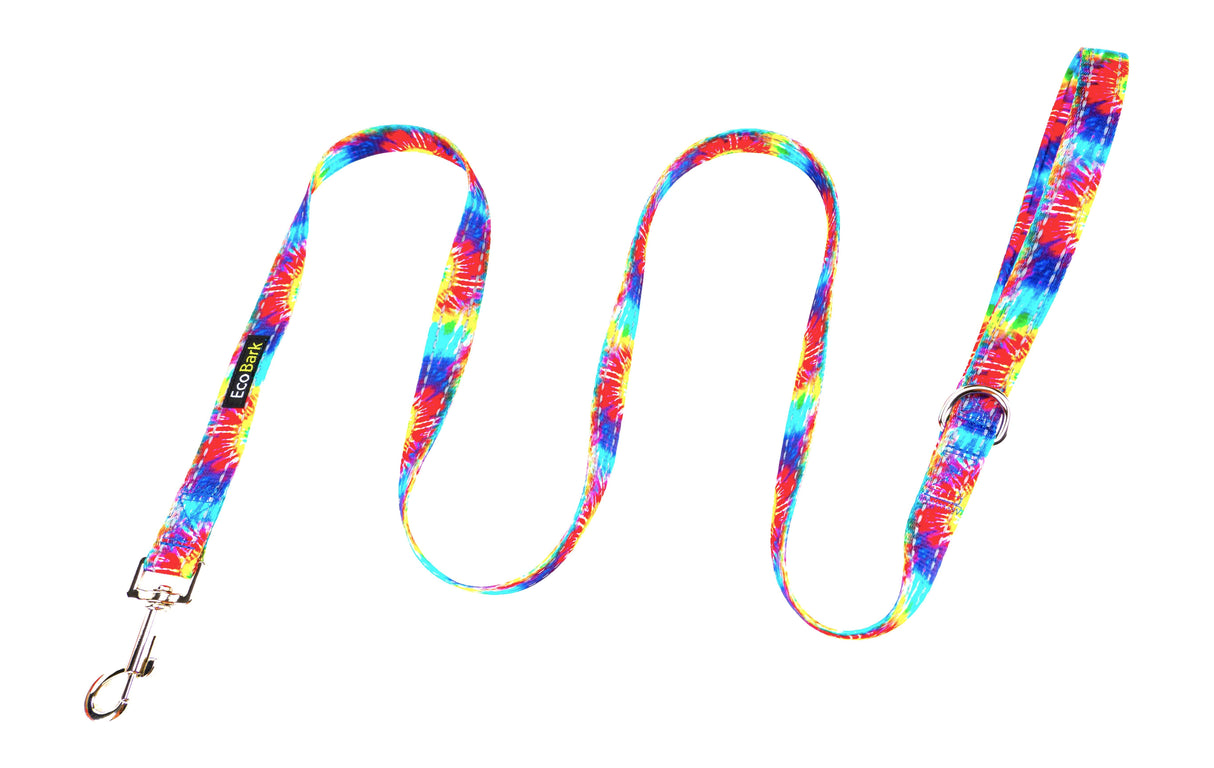 Tie Dye Dog Leash by EcoBark - Padded Comfort Grip Leash - 4ft, 5ft, and 6ft Leash for Small and Medium Dogs