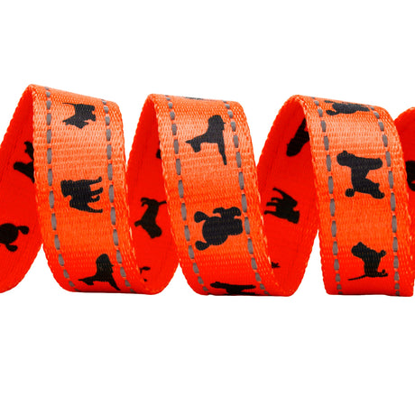 EcoBark Safety Orange Dog Leash- Padded Comfort Grip Leash with Dog Pattern - 4ft, 5ft, and 6ft Leash for Small and Medium Dogs EcoBark Pet Supplies