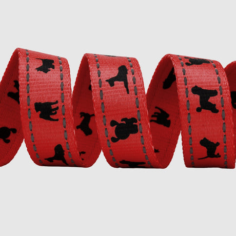 EcoBark Cherry Red Dog Leash- Padded Comfort Grip Leash with Dog Pattern - 4 ft, 5 ft, and 6 ft Leash for Small and Medium Dogs EcoBark Pet Supplies
