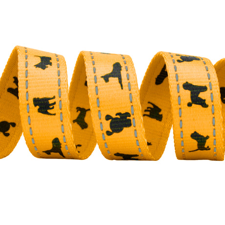 EcoBark Yellow Dog Leash- Padded Comfort Grip Padded Leash Dog Pattern - 4ft, 5ft, and 6ft Leash for Small and Medium Dogs EcoBark Pet Supplies