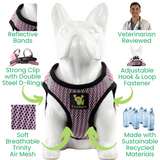 EcoBark Lilac Pink Step In Dog Harness - Reflective Soft Mesh Harness for Teacup, Small Dogs and Puppies