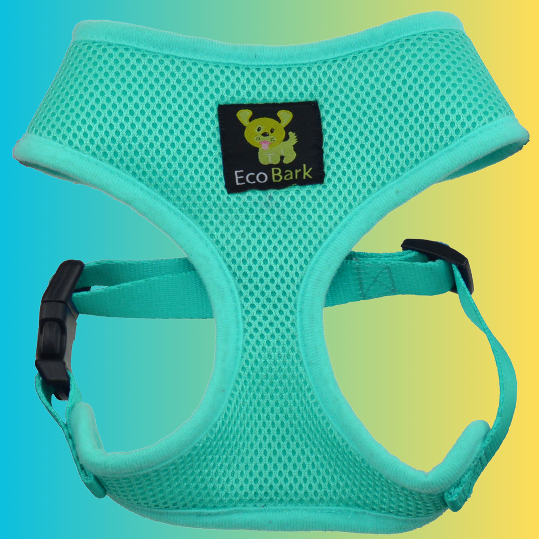 EcoBark Mint Turquoise Dog Harness - Over-the-Head Soft Mesh Vest Halter for Small to Medium Dogs