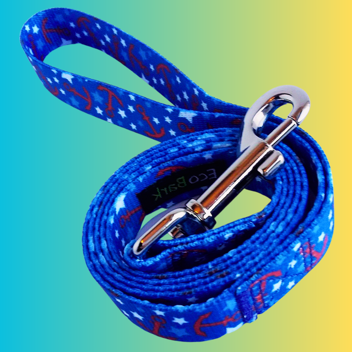 EcoBark Nautical Dog Leash-Padded Comfort Grip Leash - 5ft Leash for Small and Medium Dogs