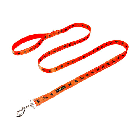EcoBark Safety Orange Dog Leash- Padded Comfort Grip Leash with Dog Pattern - 4ft, 5ft, and 6ft Leash for Small and Medium Dogs EcoBark Pet Supplies