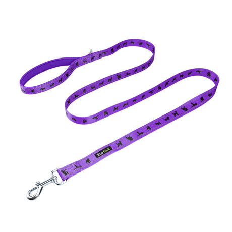 EcoBark Purple Dog Leash- Padded Comfort Grip Leash Dog Pattern - 4ft, 5ft, and 6ft  for XS, Small, and Medium Dogs EcoBark Pet Supplies