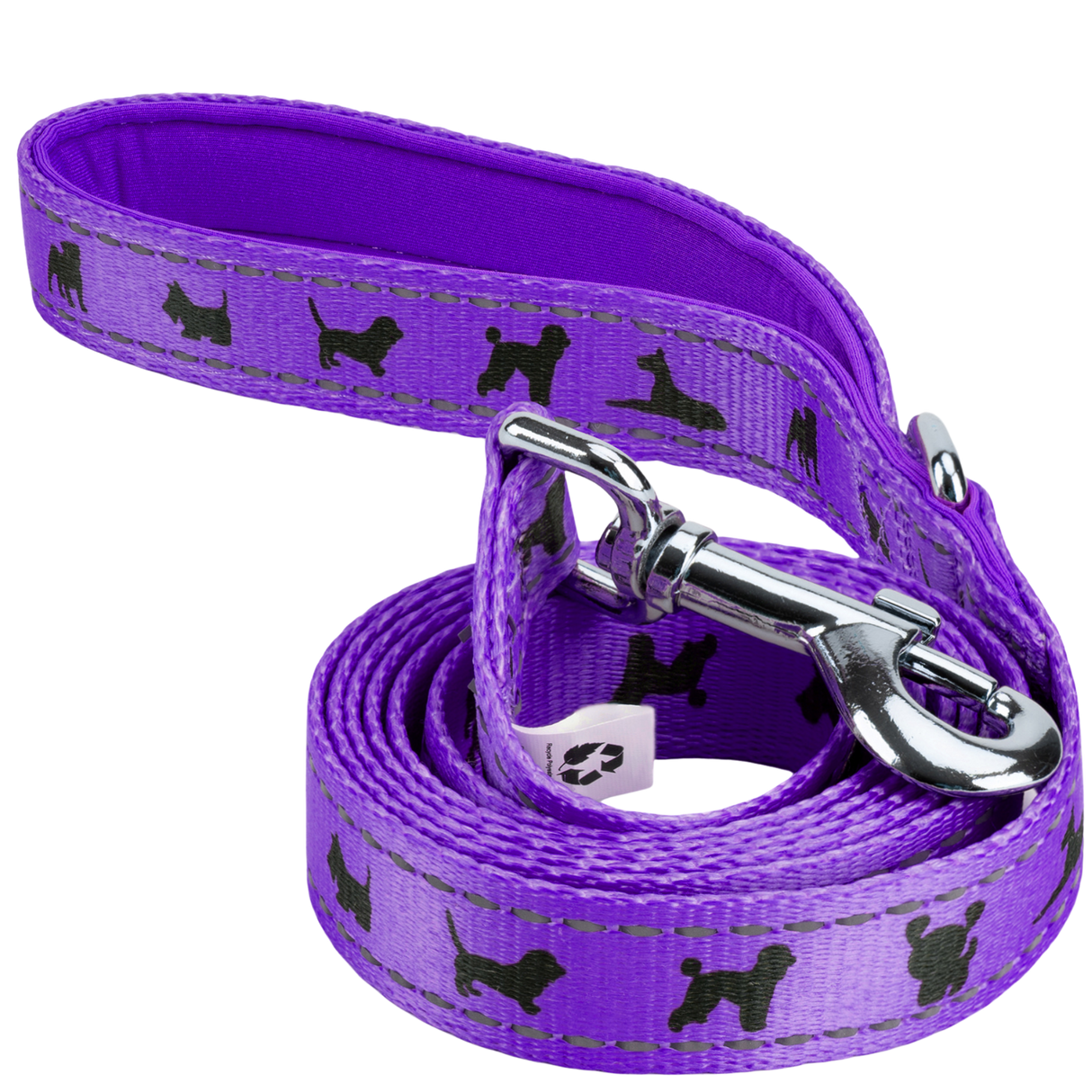 EcoBark Purple Dog Leash- Padded Comfort Grip Leash Dog Pattern - 4ft, 5ft, and 6ft  for XS, Small, and Medium Dogs